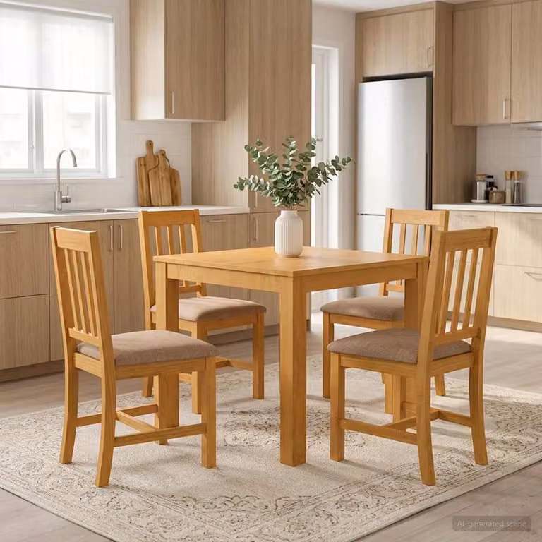 Set da pranzo vidaXL in legno di quercia massello da 5 pezzi, colore grigio e marrone, tavolo rettangolare e 4 sedie per cucina e sala da pranzo