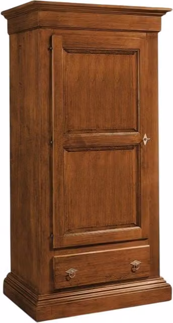 Armadio classico a 1 anta in legno di pino Mobili 2G colore noce L: 96 cm, P: 56 cm, H: 197 cm