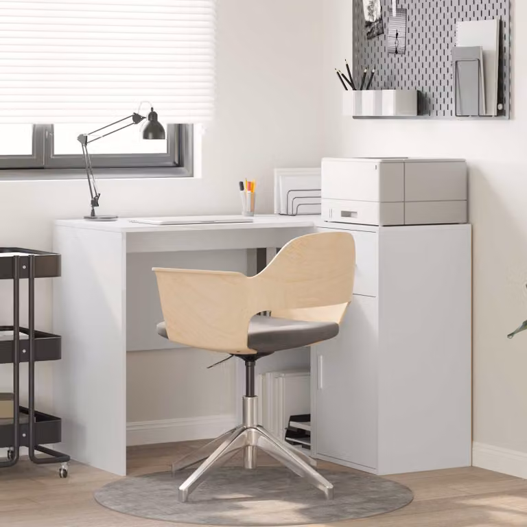 Scrivania ad angolo moderna vidaXL con cassetto in MDF bianco L 102 x P 88 x H 75 cm