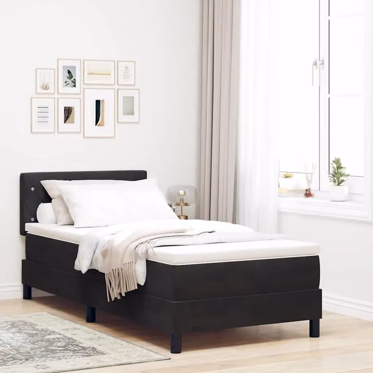 Letto a molla con illuminazione LED e testiera vidaXL in velluto nero 90 x 190 cm