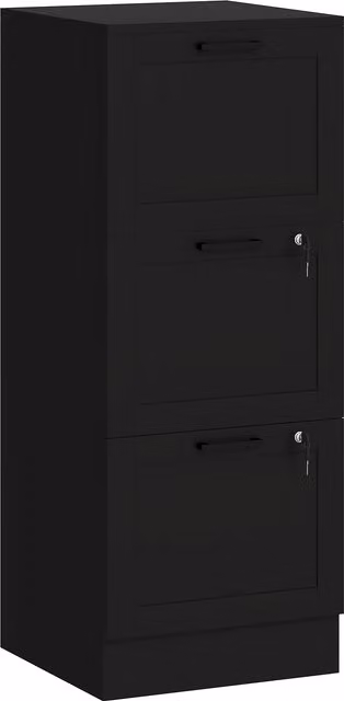 Cassettiera compatta HOMCOM con 3 cassetti e serrature, nero, L 40 cm x P 40 cm x H 101 cm