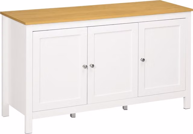 Mobile Contenitore HOMCOM con 2 Armadietti e Ripiani Regolabili, Bianco e Legno, L 120 x P 40 x H 70 cm