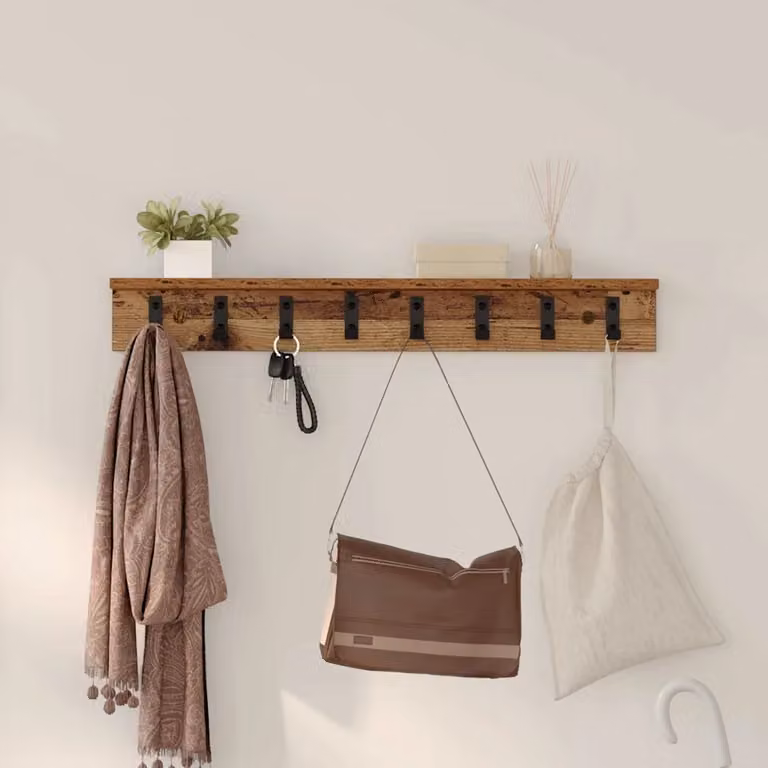 vidaXL Appendiabiti a muro moderno in legno marrone L 80 x P 10,5 x H 10,5 cm