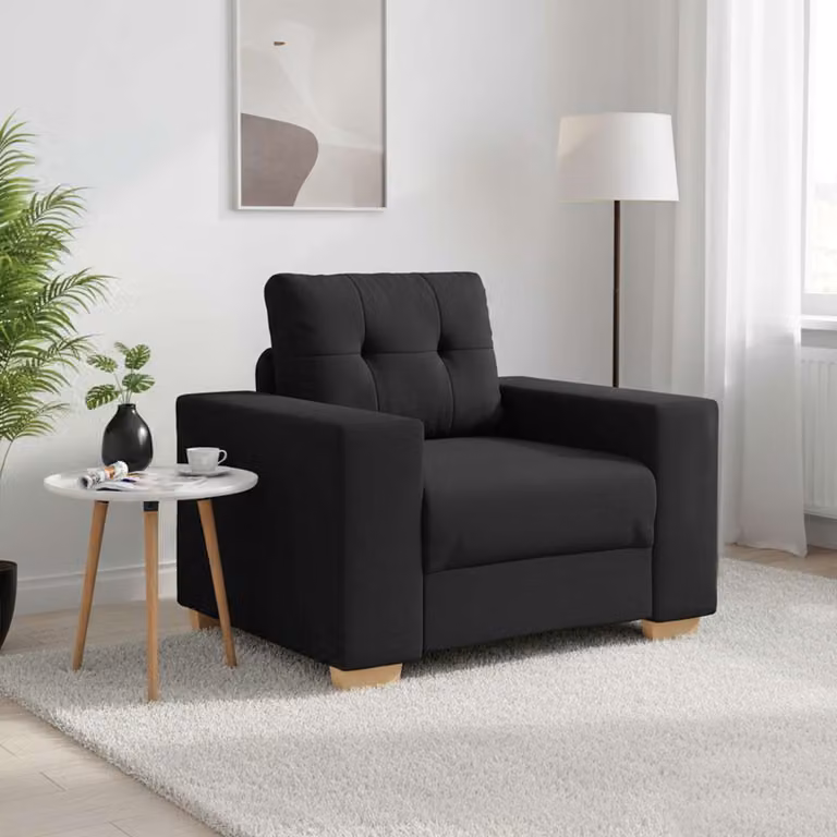 vidaXL Divano Sedia Moderno in Tessuto Nero con Braccioli L/P/H: 100 x 78 x 80 cm