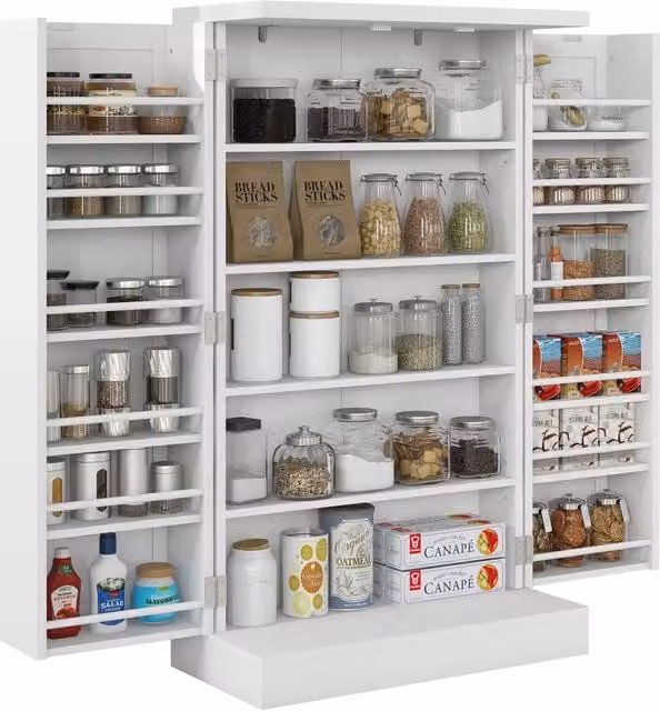 Mobile dispensa cucina Xylo con 2 ante e 16 ripiani Bianco L: 60 cm, P: 30 cm, H: 104 cm