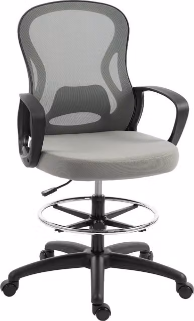 Sedia da ufficio ergonomica Vinsetto Aosom con poggiapiedi e braccioli, Grigio, L: 59 cm, P: 65 cm, H: 123 cm