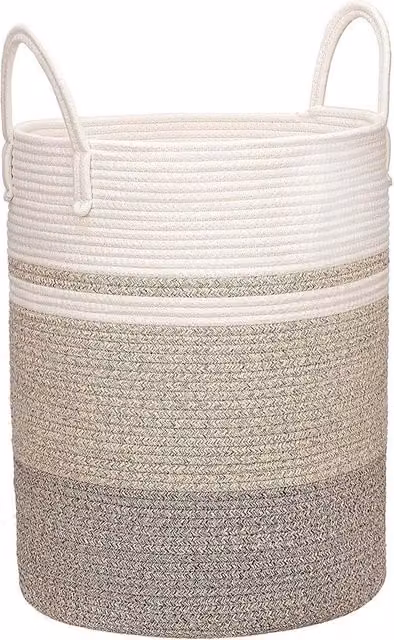 Cesta multifunzionale Ajiteogy in fibra naturale beige con maniglie, capacità 58L