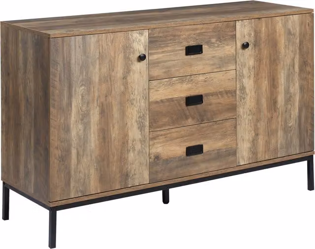 Credenza Moderna HOMCOM con 2 Armadietti a 2 Ante e 3 Cassetti, Mobile Retrò in MDF Marrone per Soggiorno e Cucina