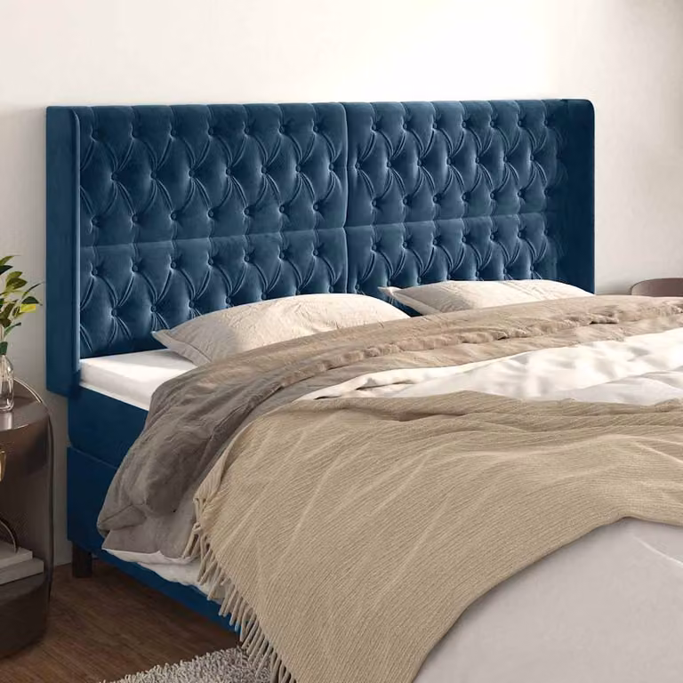 Testiera ad orecchio vidaXL in velluto blu scuro L: 183 cm, P: 16 cm, H: 118/128 cm