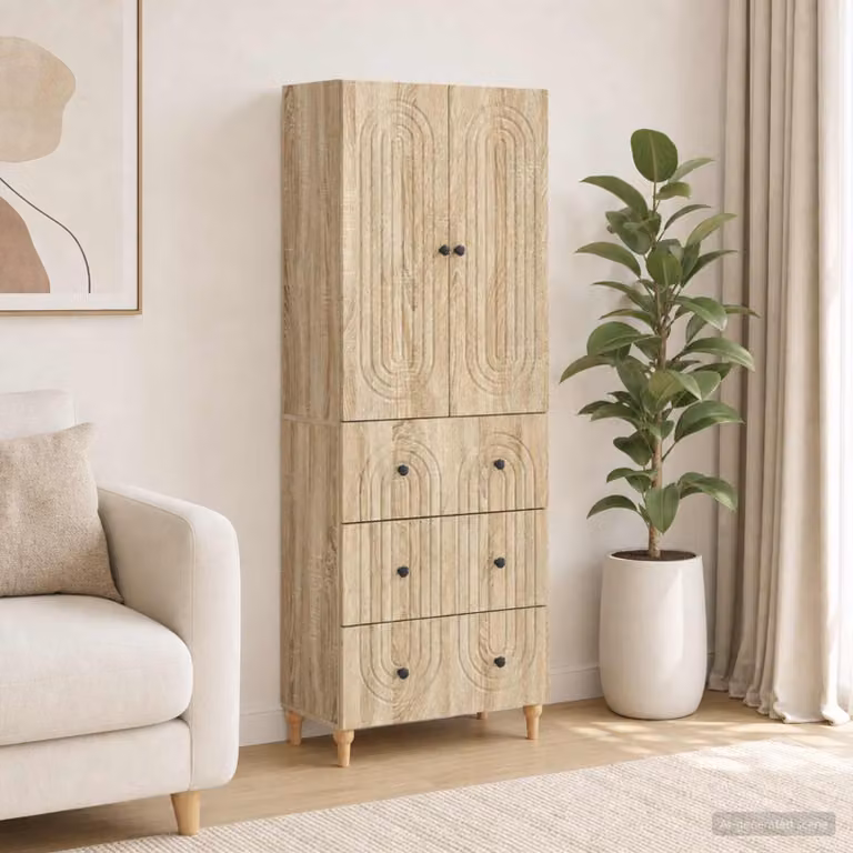 Set di 2 armadi a muro vidaXL in legno e MDF marrone e beige con ante a battente e cassetti, L/P/H: 90,0 x 34,5 x 66,0 cm