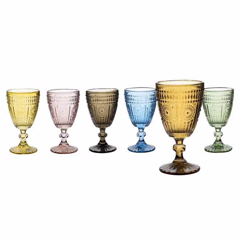 Set di 6 calici da vino Cesareo in vetro multicolore Gusto Casa, capacità 300 ml