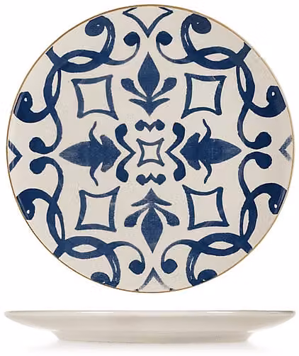 Servizio da tavola Beatriz H&H in stoneware da 18 pezzi, decoro floreale blu