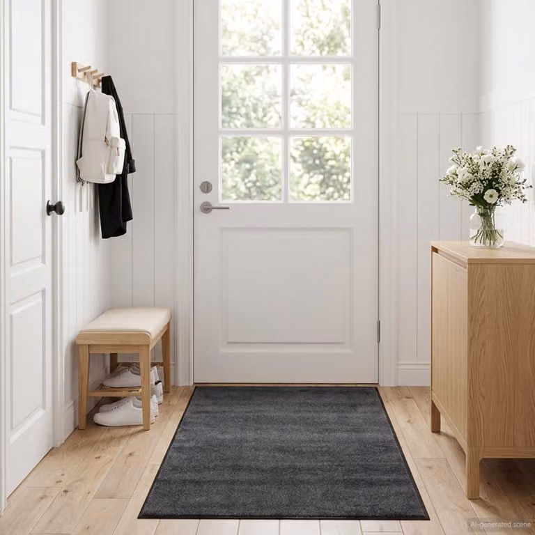 vidaXL Tappetino Rettangolare Grigio Moderno in Poliammide e PVC, Lavabile e Antiscivolo, L: 350 cm, P: 120 cm, H: 0,7 cm