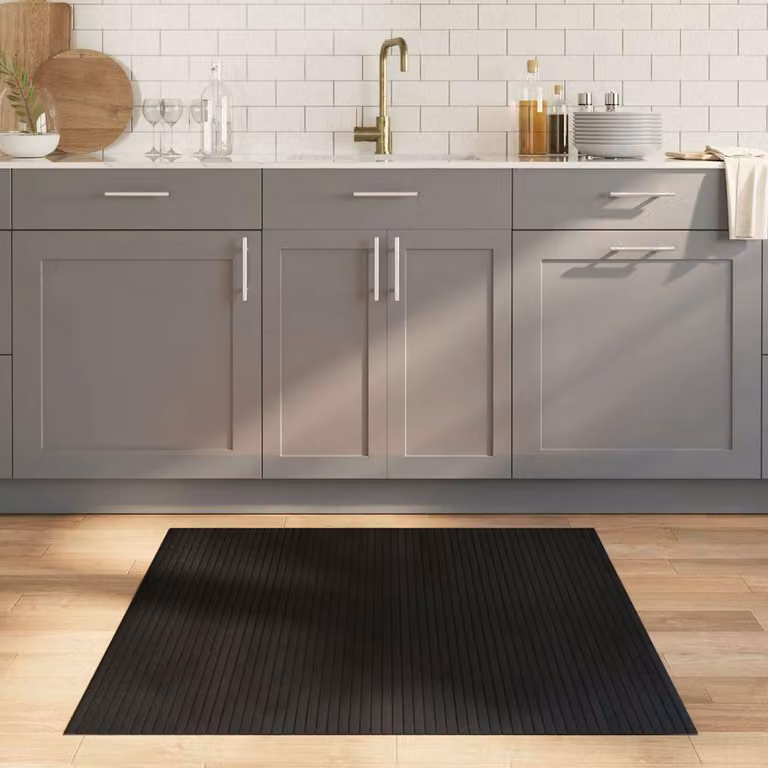 vidaXL Tappeto Quadrato Nero in Bambù e Polipropilene Antiscivolo 100 x 100 cm