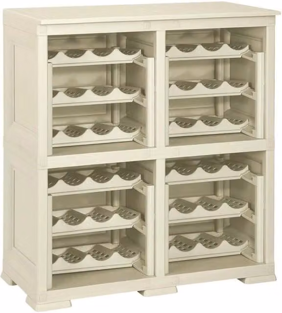 Scaffale Portabottiglie Tontarelli per 48 Bottiglie, Mobile Cantinetta Moderna Bianco Opaco, L/P/H: 79 x 42,5 x 85,5 cm