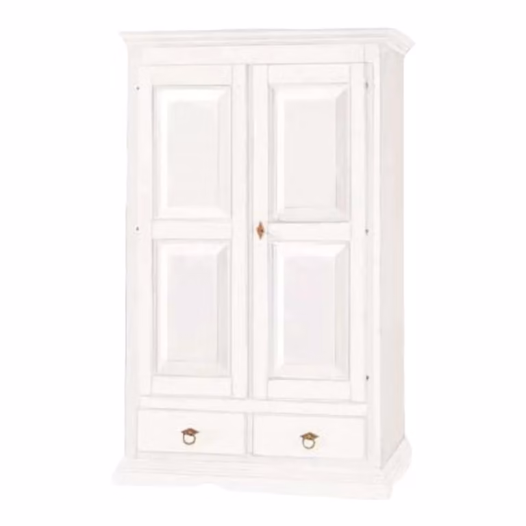 Armadio a 2 ante in legno stile shabby chic bianco Mobili 2G L/P/H: 125 x 61 x 200 cm