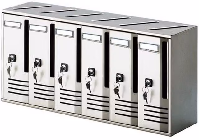 Cassetta Postale Condominiale Alubox a 6 Posti in Alluminio Argento L: 62 cm, H: 30 cm, P: 17,5 cm