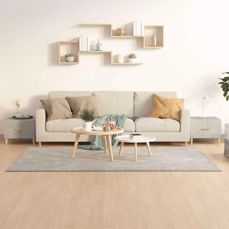Set di 2 tavolini da salotto vidaXL in legno multistrato, colore grigio cemento, L/P/H: 50 x 50 x 40 cm