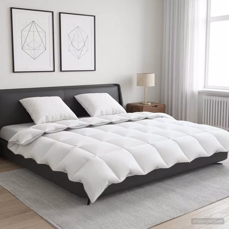 Set di 3 piumoni e cuscini vidaXL FULDA in piume d'oca e cotone, bianco, L 240 x L 220 cm