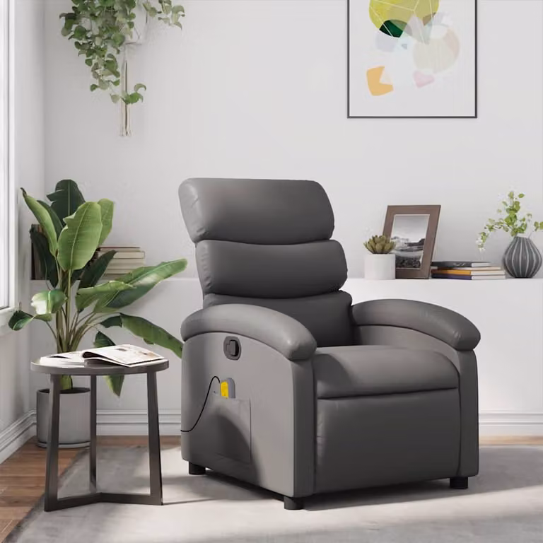 vidaXL Poltrona Reclinabile Relax Grigia in Similpelle con Braccioli