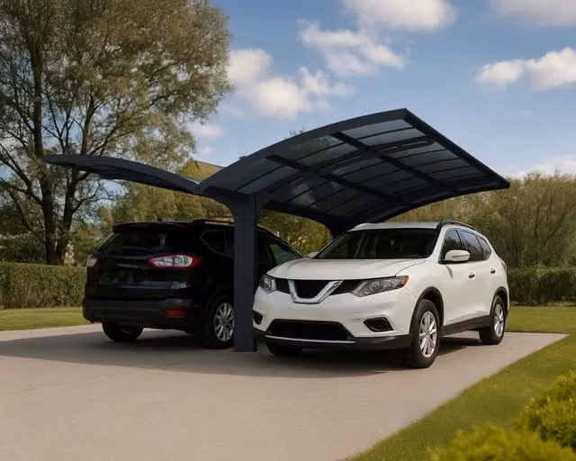 Carport Doppio Arizona Breeze CANOPIA in Alluminio e Policarbonato Antracite con Grondaia L: 6 m, P: 5 m