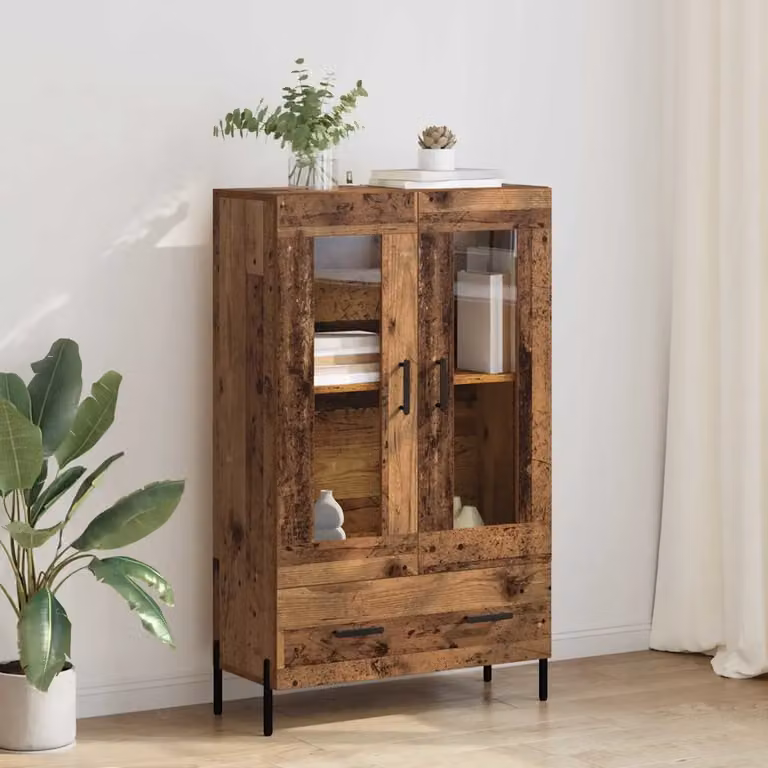 Credenza vidaXL CORONA in legno e metallo, colore marrone, L: 69,5 cm, P: 31 cm, H: 115 cm
