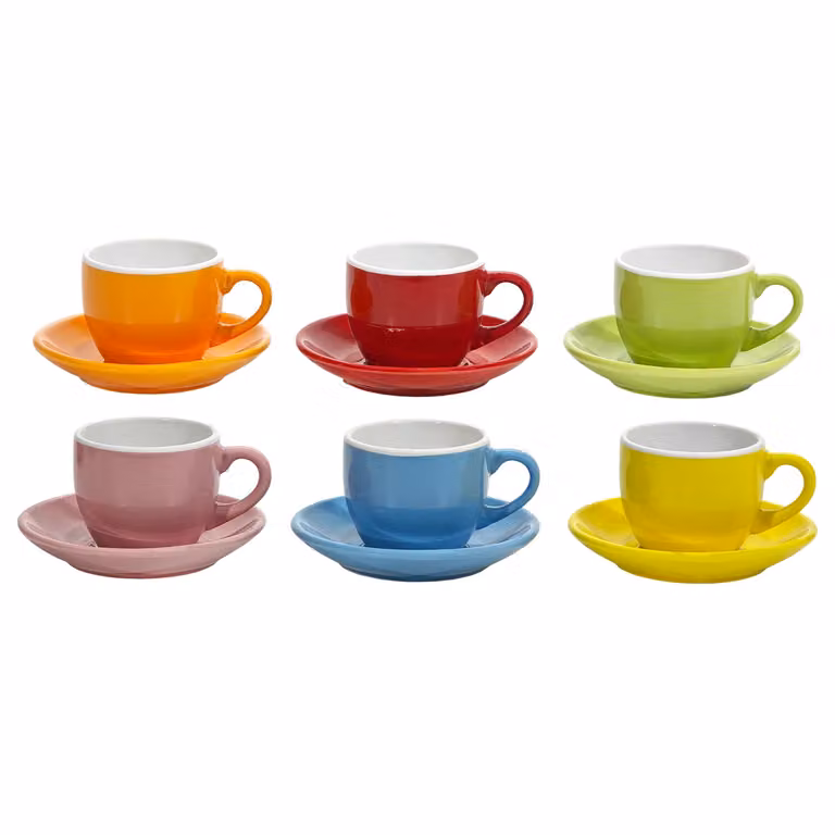 Servizio da caffè Gusto Casa in stoneware multicolore composto da 6 tazzine da 9 cl con piattini