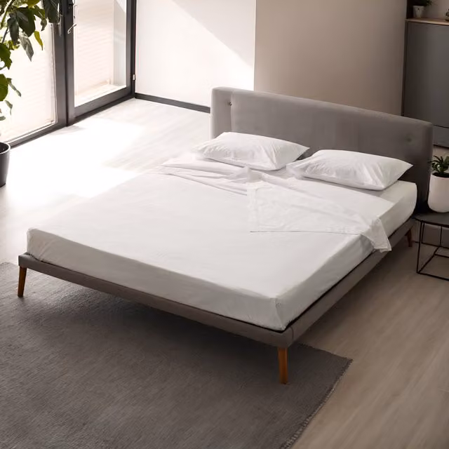 Lenzuolo piano matrimoniale KASANOVA in cotone percalle bianco 290 x 240 cm
