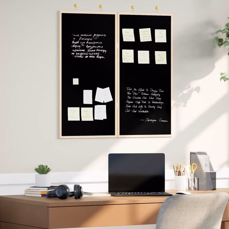 Bacheca degli Annunci vidaXL in Legno di Pino Massello e Lavagna Nera, L 80 cm x H 80 cm x P 1.4 cm