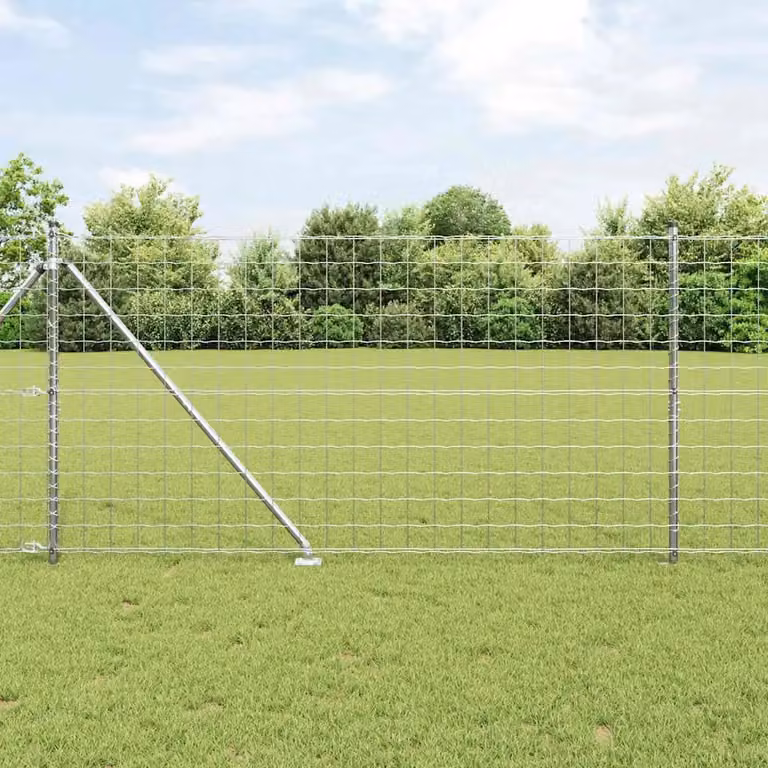 Recinzione vidaXL in acciaio zincato argento per installazione interrata, L: 25 m, H: 1,2 m