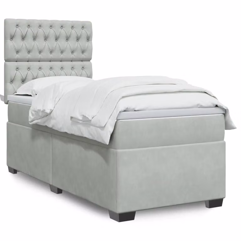 vidaXL Giroletto a Molle con Materasso in Velluto Grigio Chiaro L: 100 cm, P: 200 cm
