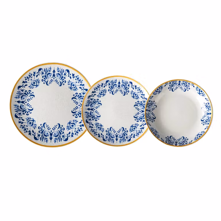Servizio di piatti GUSTO CASA Linea Zulema Blue in porcellana per 18 persone