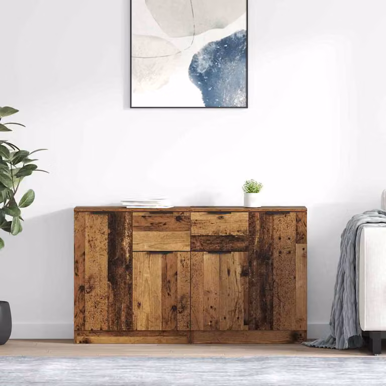 Set di 2 Sideboard vidaXL in legno effetto antico marrone L/P/H: 60 x 30 x 70 cm