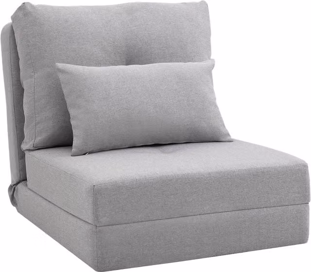 HOMCOM Poltrona Letto 3 in 1 Convertibile e Divano da Terra con Schienale Regolabile, Grigio Chiaro