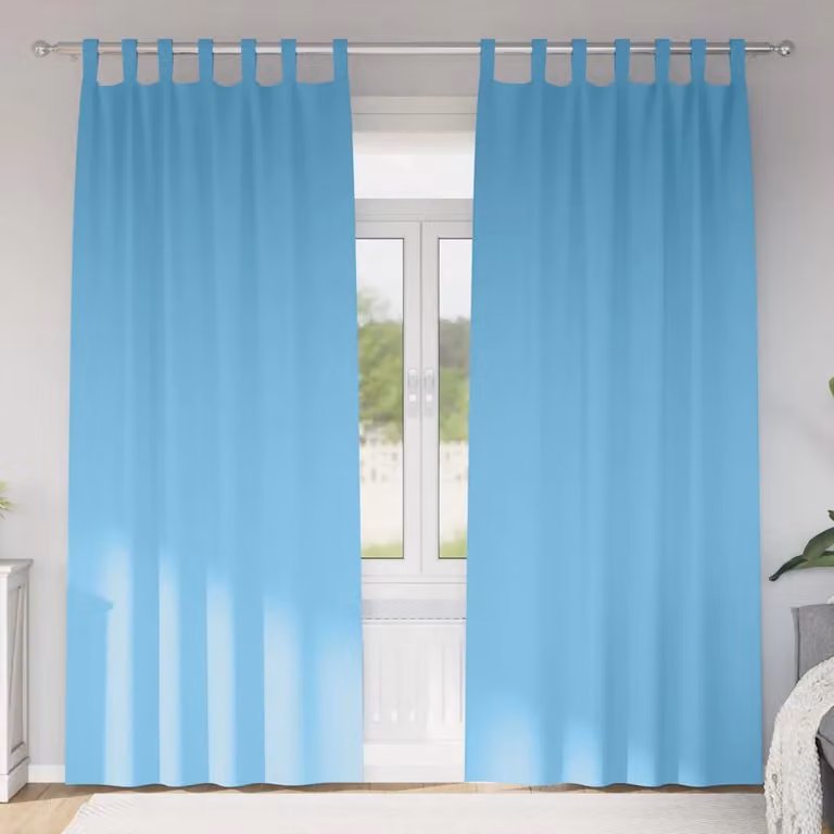 Set di 2 tende blackout vidaXL con anelli in poliestere, colore azzurro, L: 140 cm x H: 245 cm
