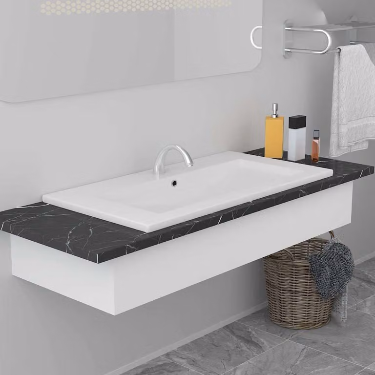 Lavabo da incasso rettangolare vidaXL in ceramica bianco L: 91 cm, P: 39,5 cm, H: 18,5 cm