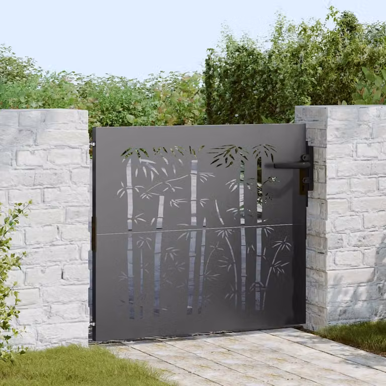 vidaXL Cancello singolo da giardino in acciaio nero con blocco H: 100 cm, L: 85 cm