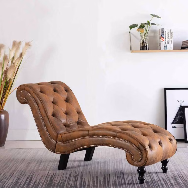 Divano Chesterfield vidaXL in similpelle scamosciata marrone L: 145 cm, P: 77 cm, H: 52 cm