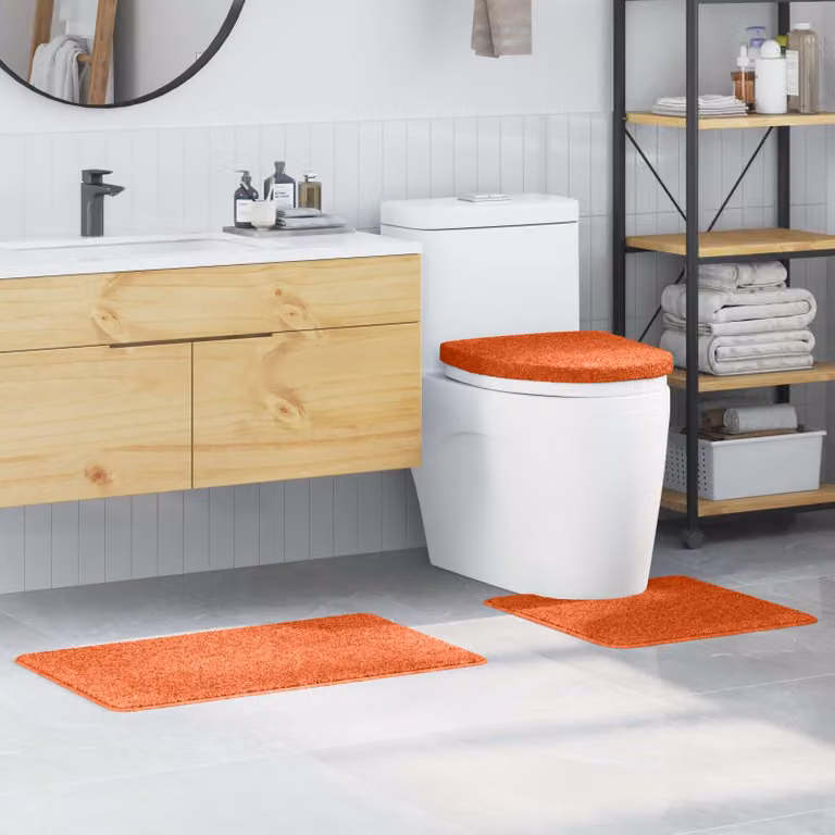 Set di 3 tappetini antiscivolo per bagno vidaXL, arancione, lavabili in lavatrice