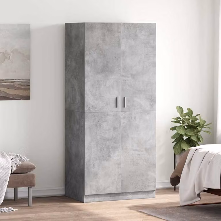 Armadio moderno vidaXL in legno MDF grigio con ante a battente L: 80 cm, P: 52 cm, H: 180 cm