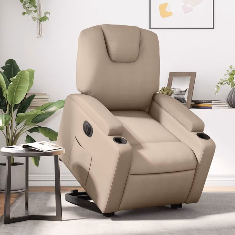 Poltrona Alzapersona Reclinante Elettrica vidaXL in Similpelle Colore Cappuccino
