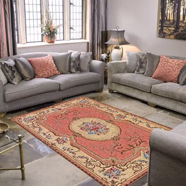 Tappeto Aubusson Pierre Tappeti Rosa in Ciniglia Lavabile e Antiscivolo L: 200 cm, P: 280 cm
