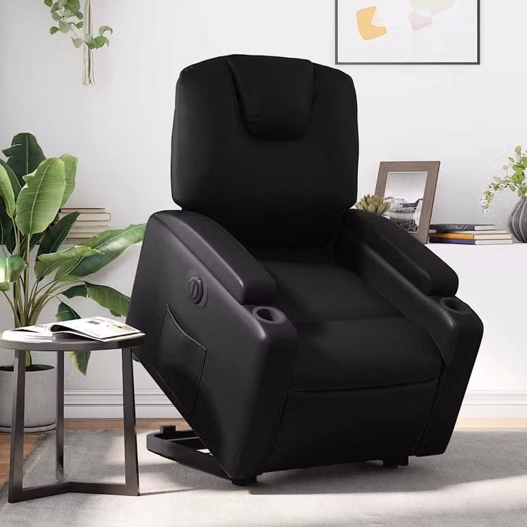 vidaXL Poltrona Alzapersona Reclinabile Elettrica Nera in Similpelle con Supporto per Senior
