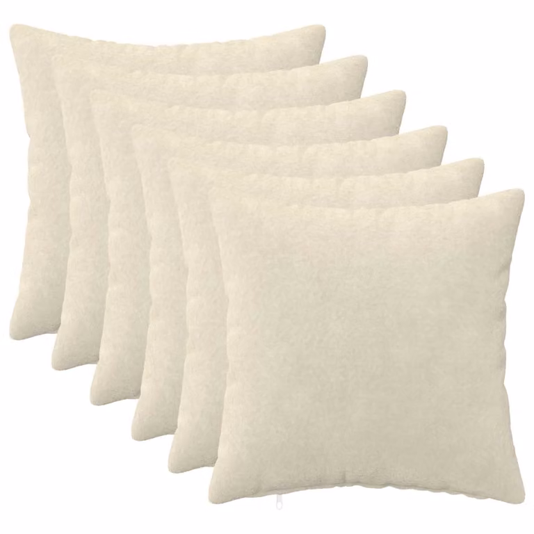 Set di 6 federe vidaXL HEERLEN color crema in microfibra, 40 x 40 cm