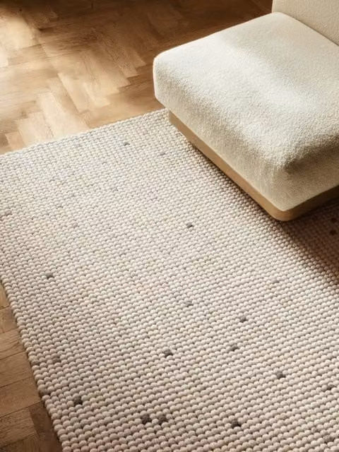 Tappeto Taches Kenay Home in cotone moderno rettangolare, colori bianco, grigio e beige, L: 120 cm x P: 170 cm