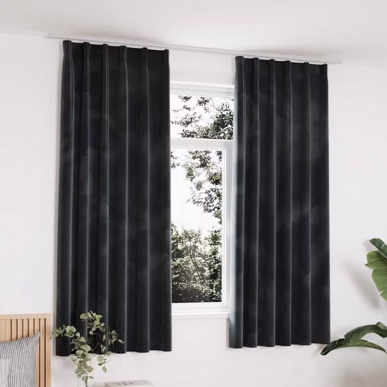 Set di 2 tende oscuranti vidaXL in velluto antracite con ganci, L 140 cm x H 175 cm