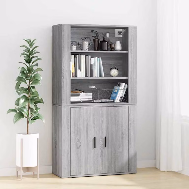 Credenza moderna vidaXL in legno multistrato Grigio Sonoma, sospesa a parete
