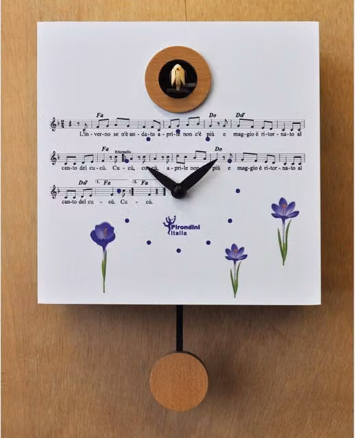 Orologio a cucù da parete Pirondini Primavera in legno bianco L/P/H: 20,5 x 20,5 x 10 cm