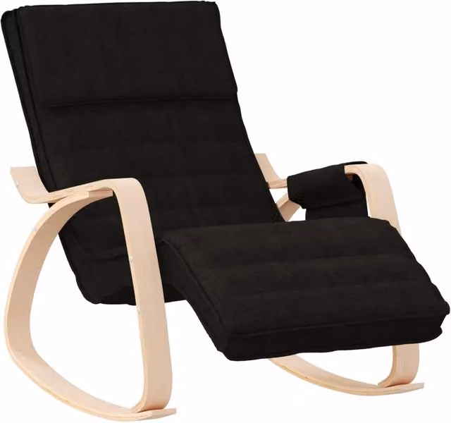 Sedia a Dondolo Nera in Tessuto con Struttura in Legno di Betulla CFW3098153