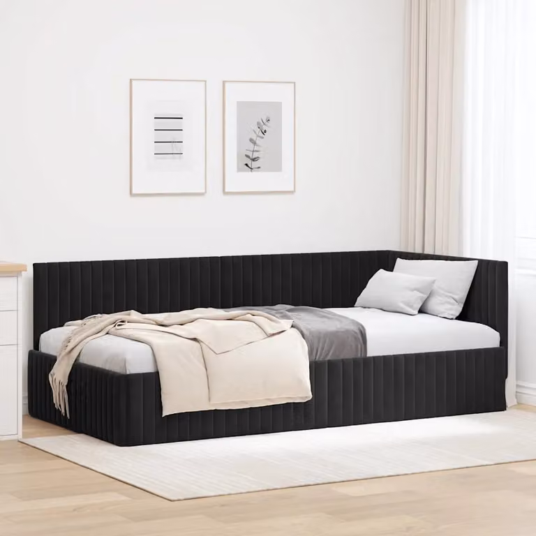 Cornice del letto ad angolo vidaXL in velluto nero L/P/H: 200 x 100 x 72 cm